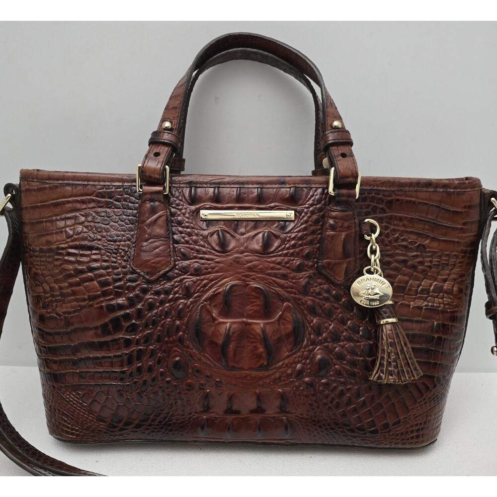 Brahmin Asher Satchel Pecan Melbourns Leather Tote Crossbody Bag Medium - Picture 2 of 16